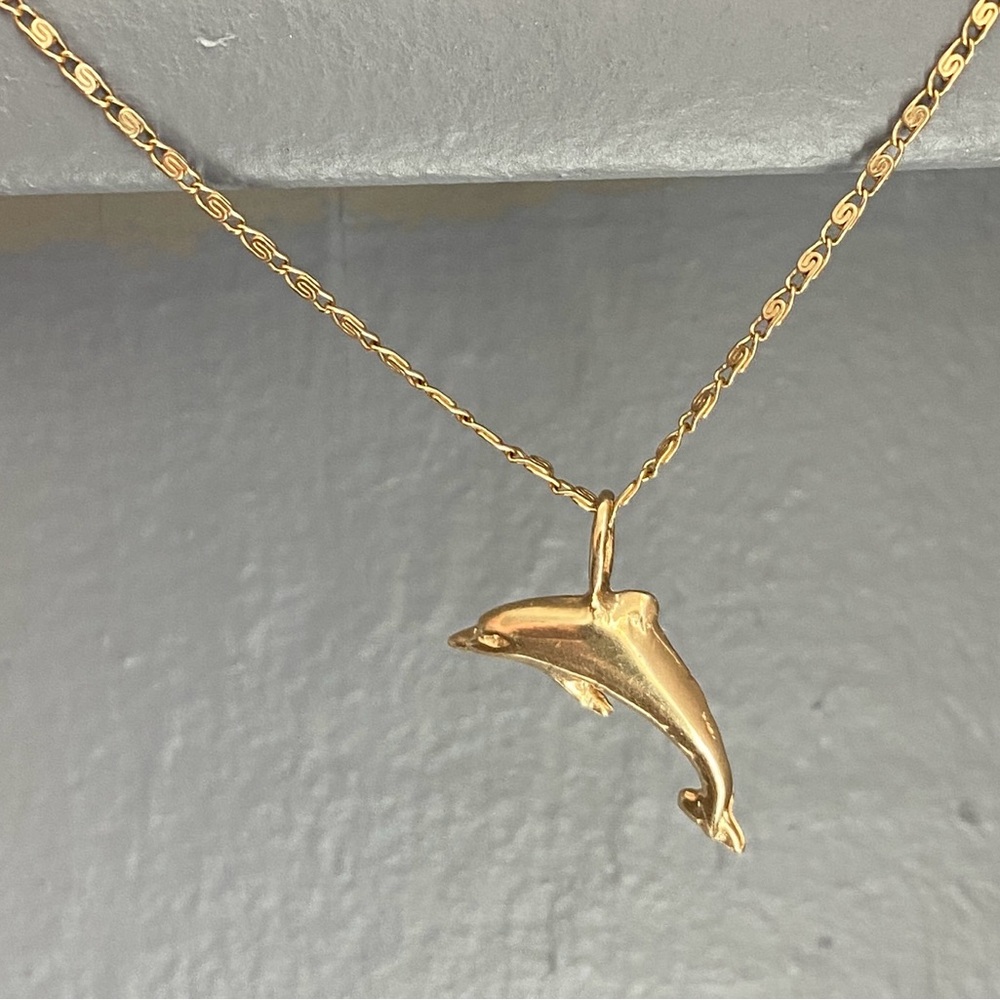 14K Dolphin Charm Pendant
